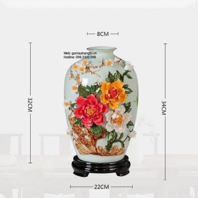 BÌNH THỦ CÔNG ĐẮP NỔI HOA MẪU ĐƠN